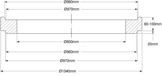 Maße Ausgleichsringe DN 800 mm Maße Ausgleichsringe DN 800