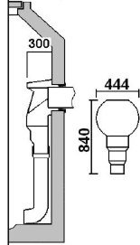 Kunststoff Formteil für innenliegender Absturz ankommende Leitung: max. 300 mm